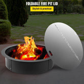 40 Inch Round Fire Pit Lid Foldable Snuff Cover 430 Stainless Steel Spark Screen 3mm Thickness